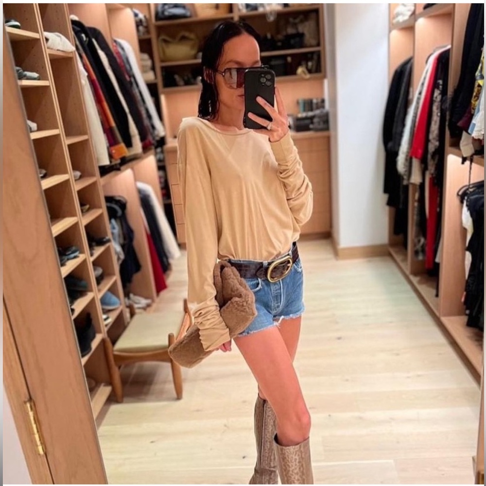 ETERNE Boyfriend Long Sleeve T-Shirt - Sand - XS - NWOT